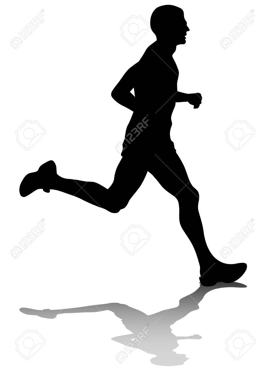 silhouette d homme athlètes sur course à pied